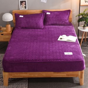 Solid Color Non-slip Bed Fitted Sheet Thickened Bedspread Mattress