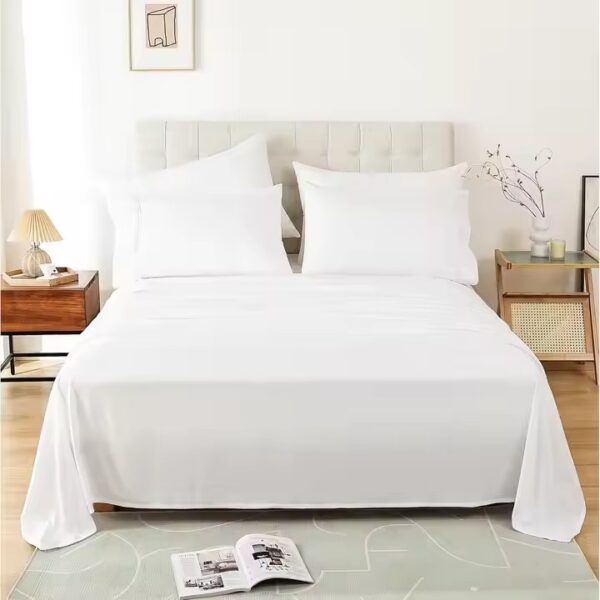 Wrinkle-free best-selling hotel bedding set with flat sheet, fitted sheet, and pillowcases