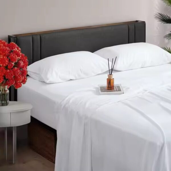 Wrinkle-free best-selling hotel bedding set with flat sheet, fitted sheet, and pillowcases