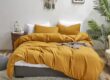 Customizable organic washed cotton hotel bedding set with down filling, soft and breathable luxury bedding