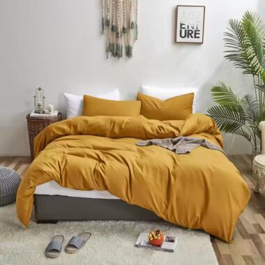 Customizable organic washed cotton hotel bedding set with down filling, soft and breathable luxury bedding