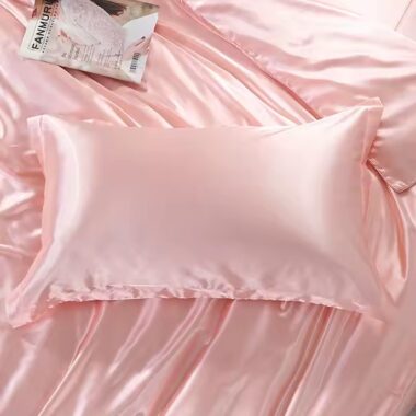 Solid Color Silk Hotel Pillow and Pillowcase Set