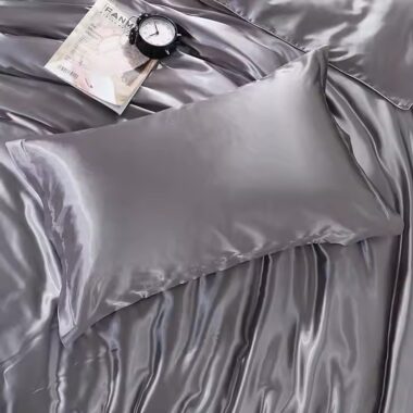 Solid Color Silk Hotel Pillow and Pillowcase Set