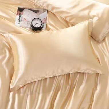 Solid Color Silk Hotel Pillow and Pillowcase Set