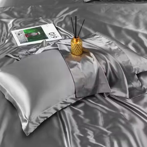 Solid Color Silk Hotel Pillow and Pillowcase Set