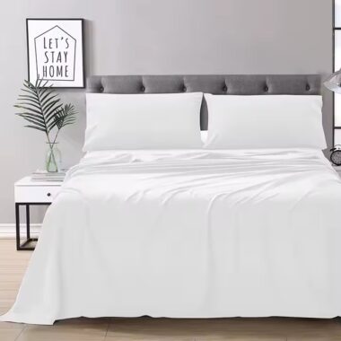 Soft white microfiber 4-piece hotel bedding set for comfort and durability