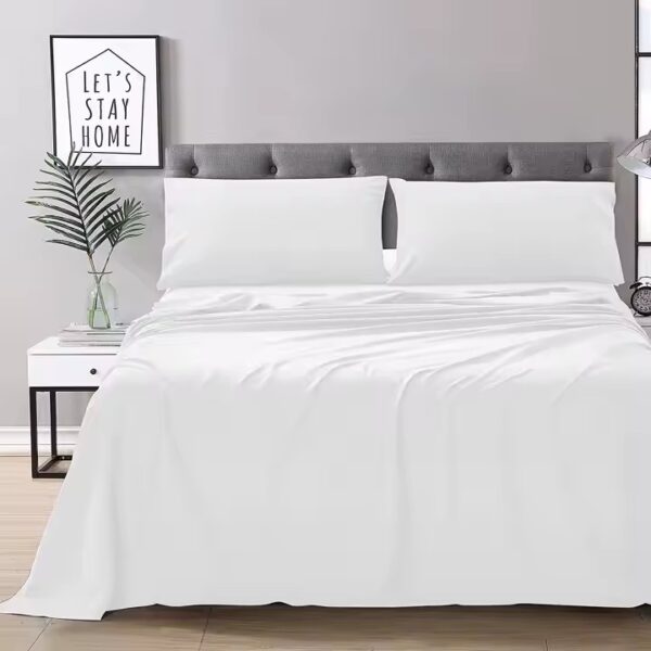Soft white microfiber 4-piece hotel bedding set for comfort and durability