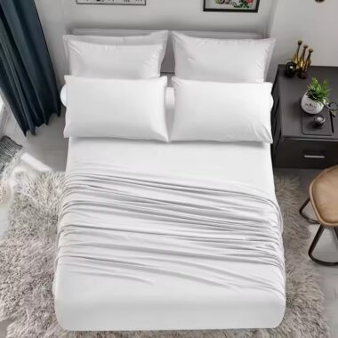 Soft white microfiber 4-piece hotel bedding set for comfort and durability
