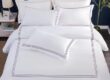 Luxury 100% cotton embroidered hotel bedding set with down filling for high-end hospitality