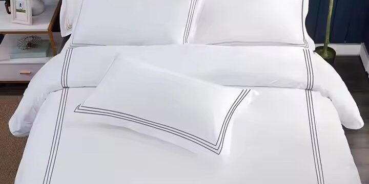 Premium Embroidered Cotton Down Hotel Bedding Set (2) Luxury 100% cotton embroidered hotel bedding set with down filling for high-end hospitality