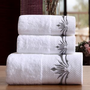 Soft hotel towels with high absorbency and custom logo options