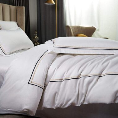 Luxury jacquard embroidered cotton hotel bedding set premium style