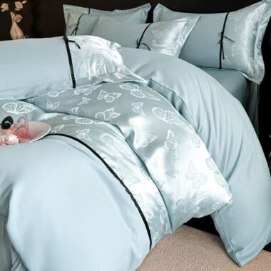 Luxury jacquard hotel bedding set with refined woven texture