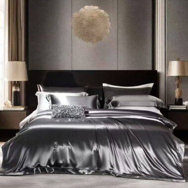 Luxury mulberry silk hotel bedding set with smooth elegant sheen