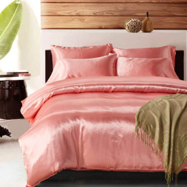 Luxury oversized silk hotel bedding set with smooth elegant drape