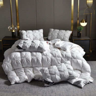 Modern luxury winter hotel duvet with warm fluffy loft