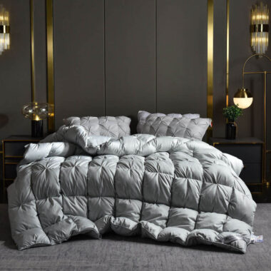Modern luxury winter hotel duvet with warm fluffy loft