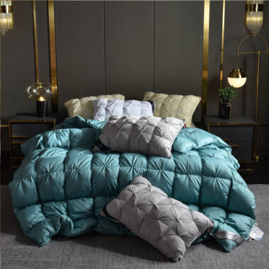 Modern luxury winter hotel duvet with warm fluffy loft
