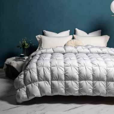 Modern luxury winter hotel duvet with warm fluffy loft