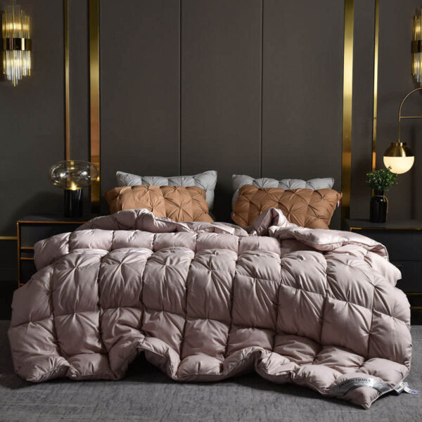 Modern luxury winter hotel duvet with warm fluffy loft