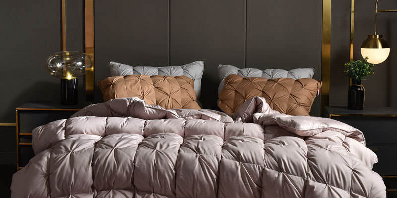 Modern luxury winter hotel duvet with warm fluffy loft
