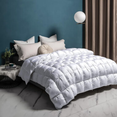 Modern luxury winter hotel duvet with warm fluffy loft