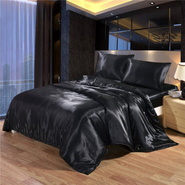 Oversized satin hotel bedding set with smooth luxury finish