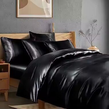 Oversized satin hotel bedding set with smooth luxury finish