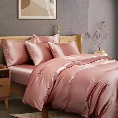 Oversized satin hotel bedding set with smooth luxury finish