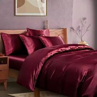 Oversized satin hotel bedding set with smooth luxury finish