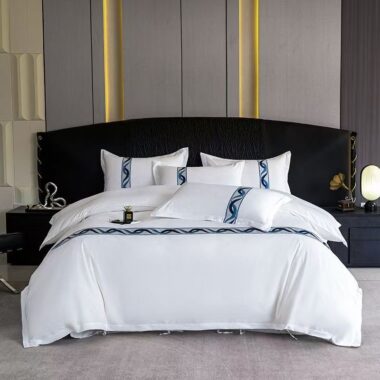 Premium white hotel bedding set with soft durable fabric