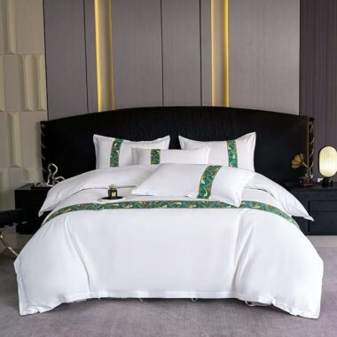 Premium white hotel bedding set with soft durable fabric