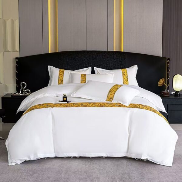 Premium white hotel bedding set with soft durable fabric