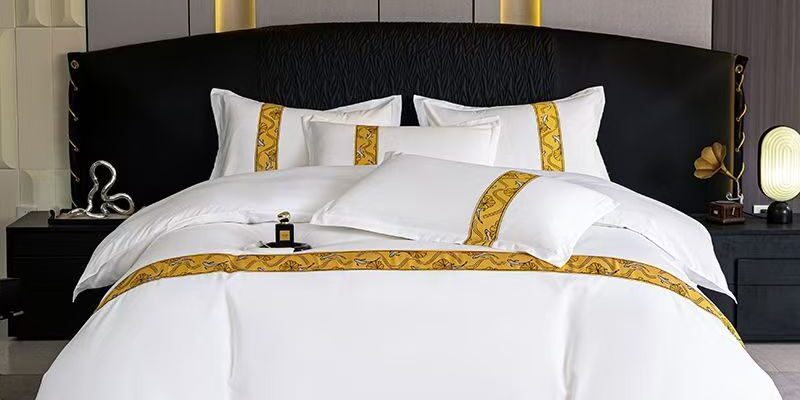 Premium white hotel bedding set with soft durable fabric