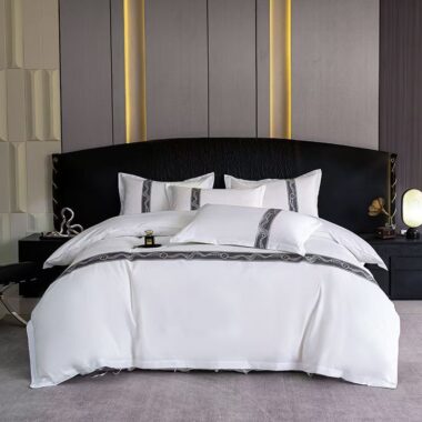 Premium white hotel bedding set with soft durable fabric