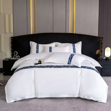 Premium white hotel bedding set with soft durable fabric