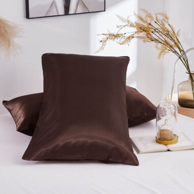 Multi-color solid satin hotel pillow and matching pillowcase set