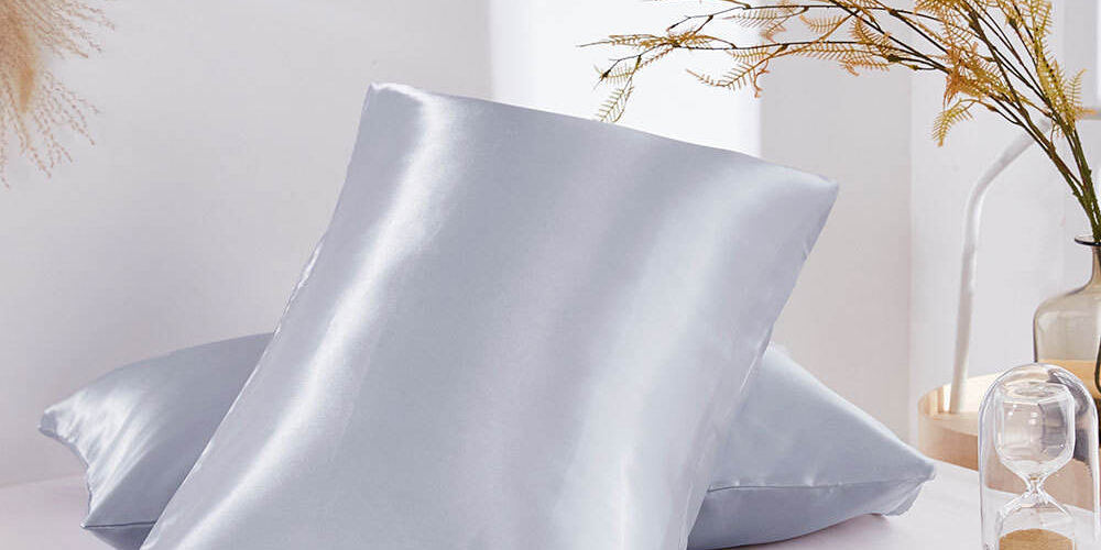 Multi-color solid satin hotel pillow and matching pillowcase set