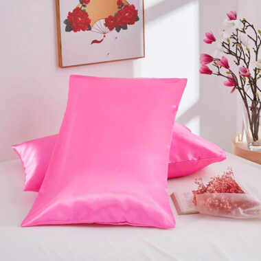 Multi-color solid satin hotel pillow and matching pillowcase set