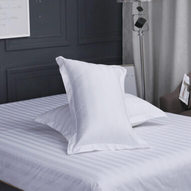 Soft white hotel pillow and pillowcase set for hospitality rooms